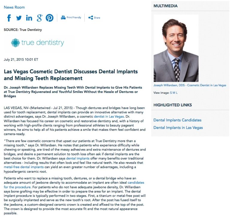 Las Vegas Cosmetic Dentist Discusses Dental Implants and Missing Teeth