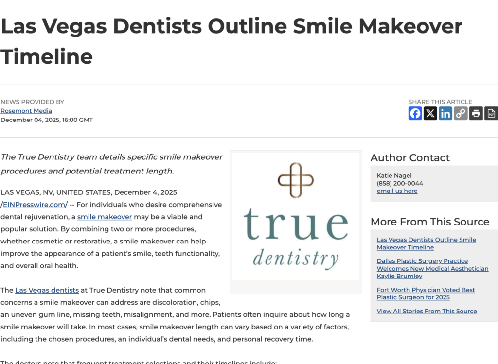 The Las Vegas dentists at True Dentistry highlight how long a smile makeover may take.